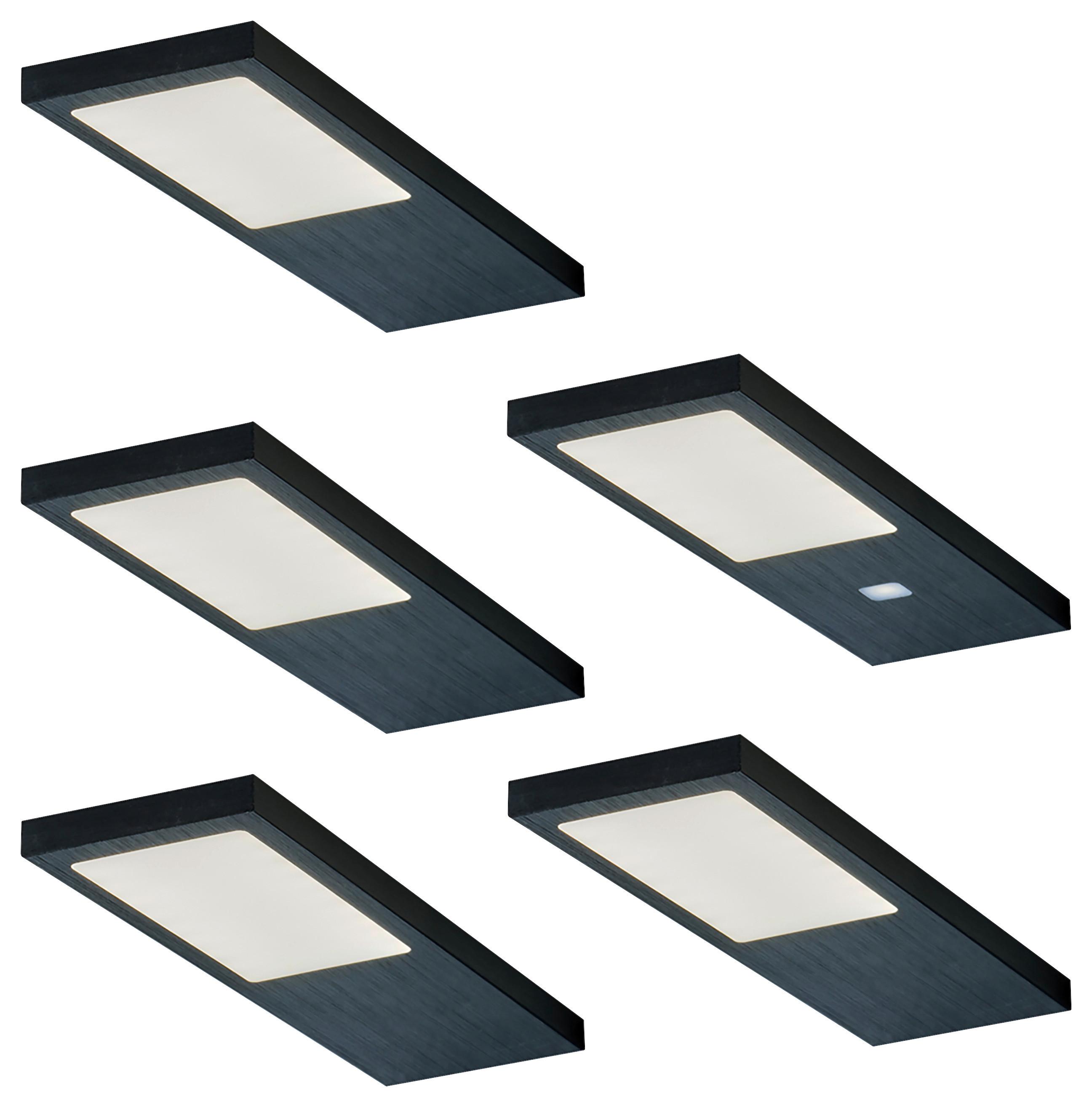 Unterbauleuchten-Set 422055 5-teilig - Schwarz, Metall (17/5/0,7cm) - Based