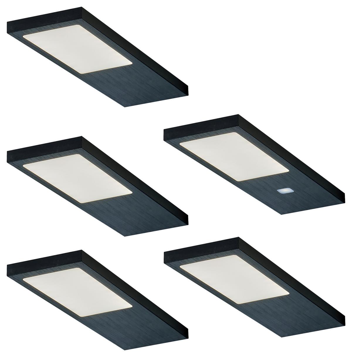 Unterbauleuchten-Set 422055 5-teilig - Schwarz, Metall (17/5/0,7cm) - Based