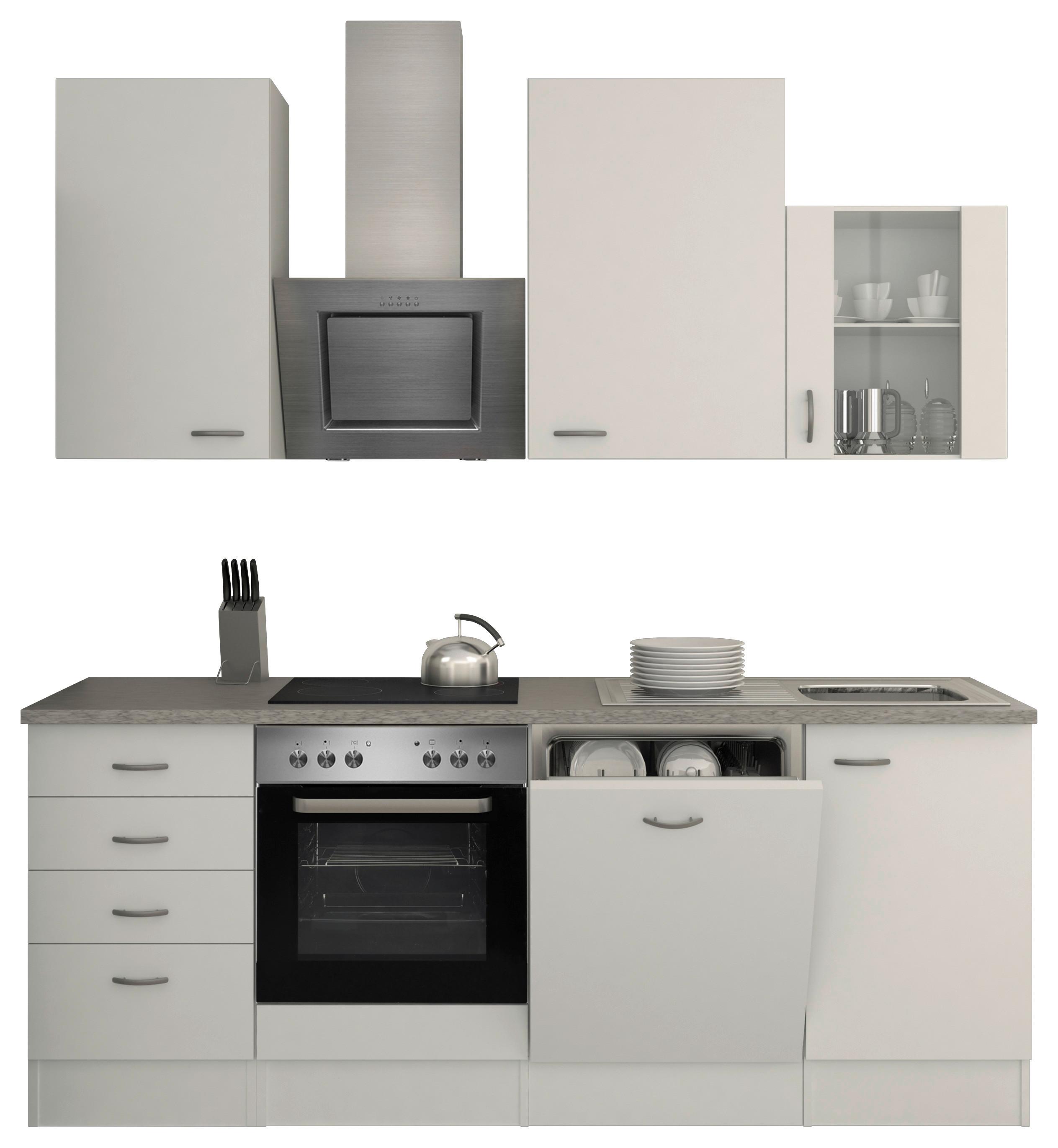 Kuhinjski Blok Z Aparati Wito, Bela - barve nerjavečega jekla/bela, Moderno, umetna masa/steklo (220cm) - FlexWell