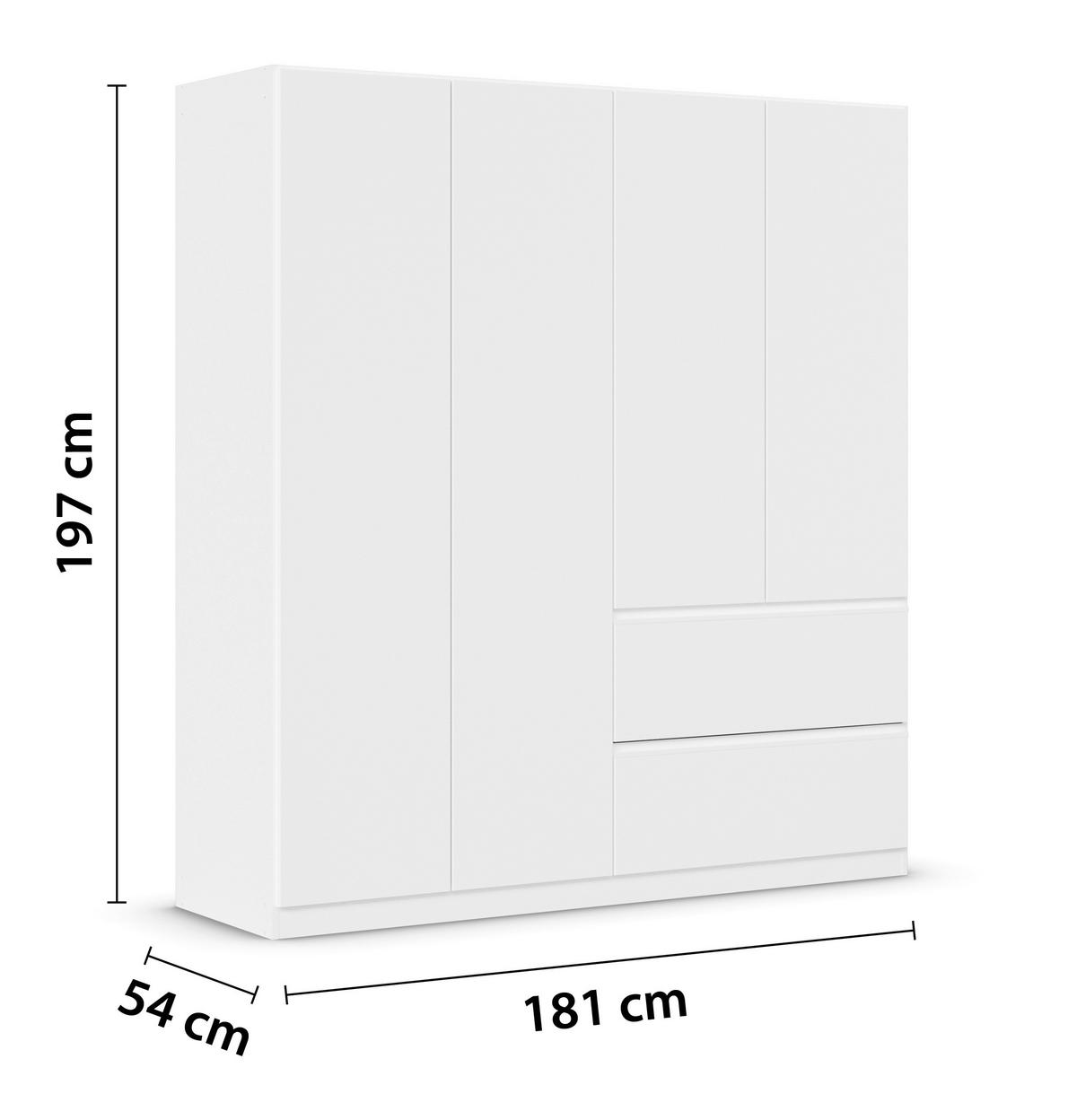 Omara S Klasičnimi Vrati Costa, Bela - bela, Moderno, leseni material (181/197/54cm) - Rauch Möbel