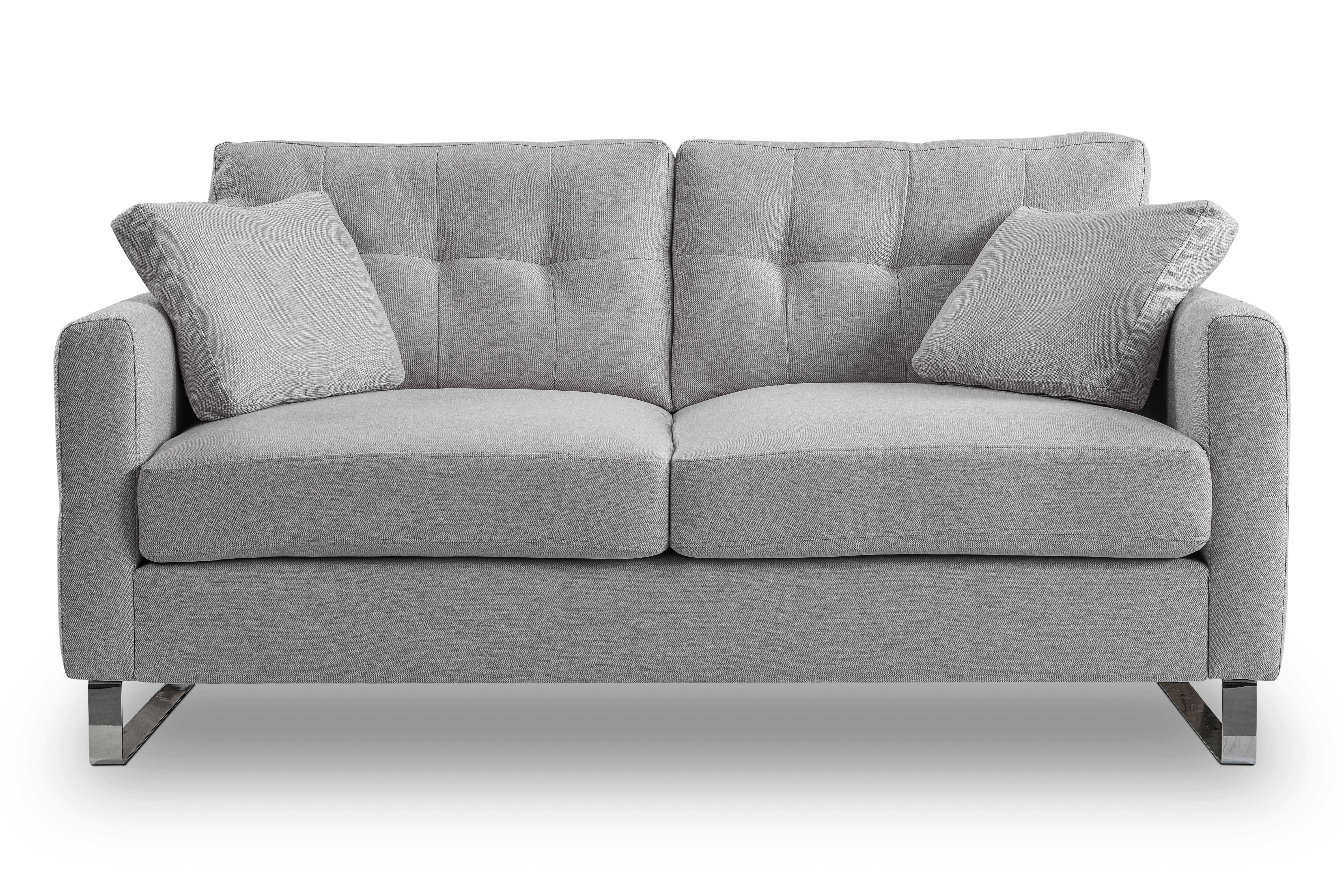 2-Sitzer-Sofa Hera Hellgrau - Chromfarben/Hellgrau, Basics, Holz/Textil (172/92/94cm) - MID.YOU