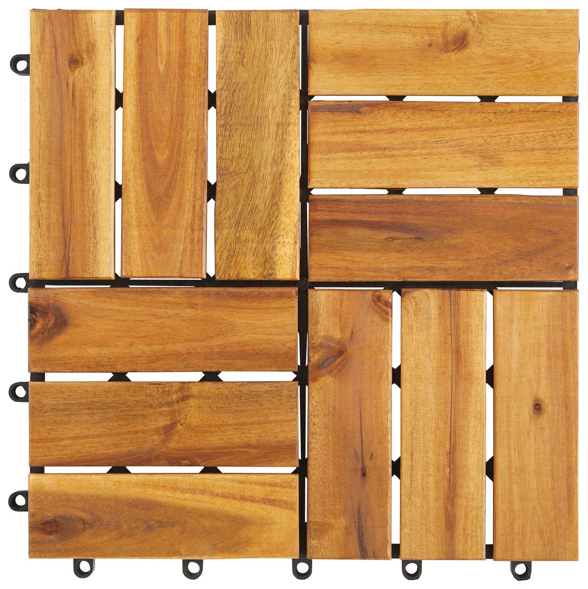 PŁYTKA TARASOWA AKAZIE QUATTRO - kolor akacjowy/brązowy, Konventionell, tworzywo sztuczne/drewno (30/30/2,4cm) - Ambia Garden