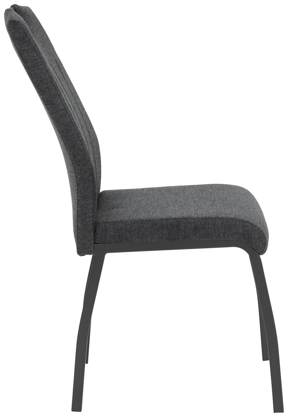 STUHL-SET Elif III S Anthrazit - Dunkelgrau/Anthrazit, MODERN, Textil/Metall (44/96/64cm) - MID.YOU