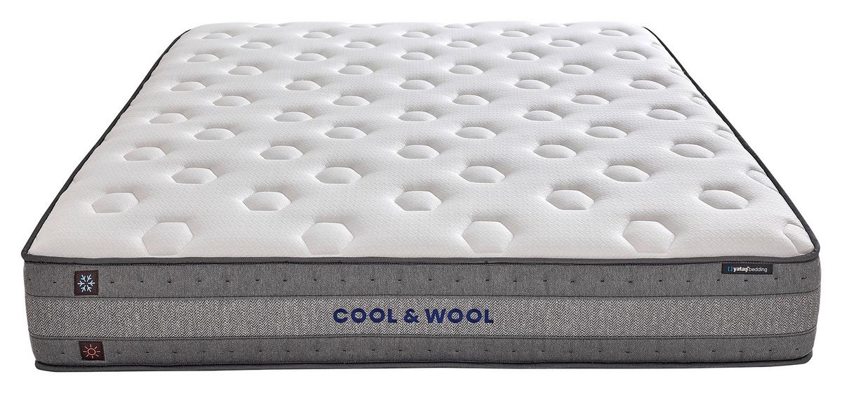Matratze Cool & Wool H3 + H3 ca. 90x200 cm - Weiß/Grau, Basics, Textil (90/200cm) - Yatas