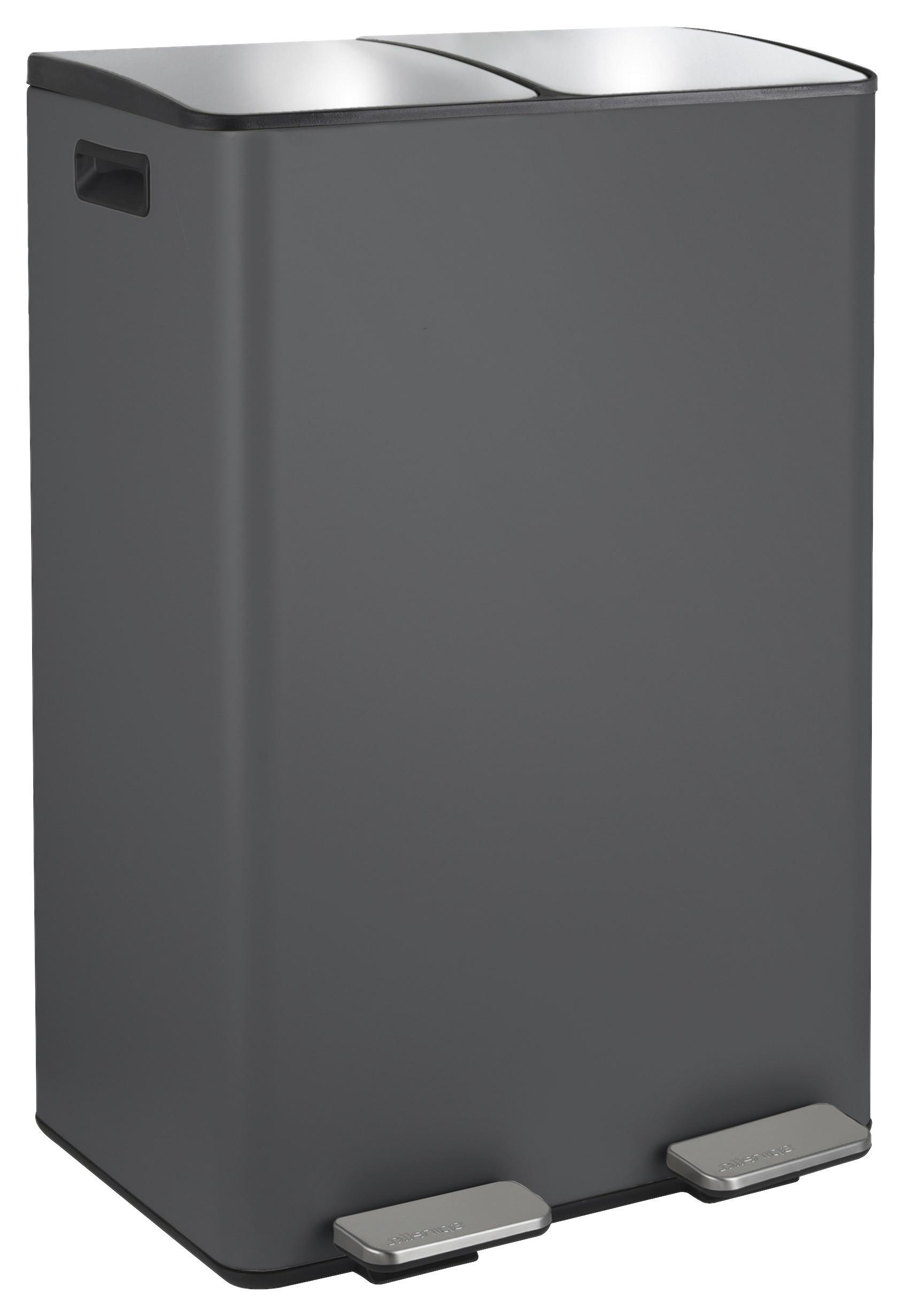 Treteimer Aliya Matt Dark-Grey - Dunkelgrau/Schwarz, Basics, Kunststoff/Metall (45/30/71cm) - Spirella
