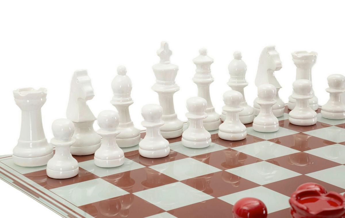 Skulptur Chess Board Red/White Multicolor - Basics, Glas/Kunststoff (61/61/14cm)