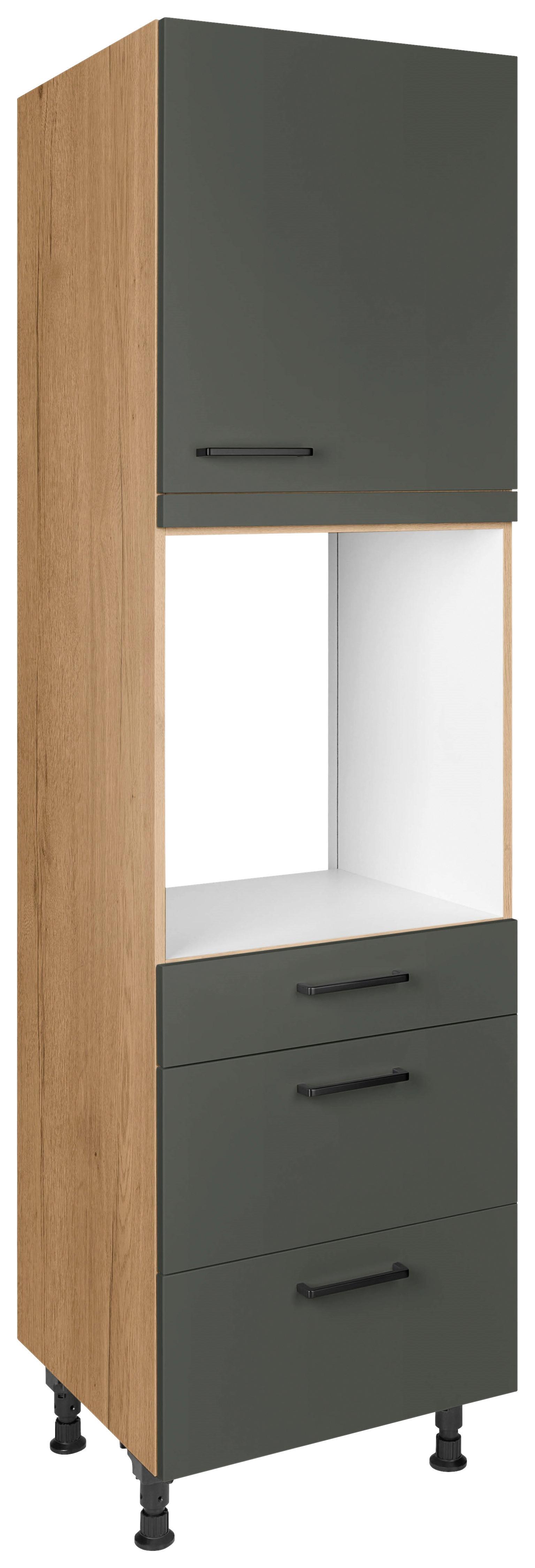 Geräteumbauschrank Easytouch Grün - Eichefarben/Schwarz, MODERN, Holzwerkstoff/Metall (60/216,6/58cm) - Nobilia