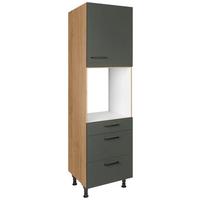 Geräteumbauschrank Easytouch Grün - Eichefarben/Schwarz, MODERN, Holzwerkstoff/Metall (60/216,6/58cm) - Nobilia
