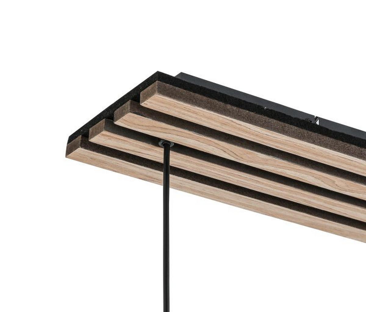 LAMPA WISZĄCA FLORIDA *SBN* - kolor dębowy/czarny, Basics, materiał drewnopochodny/tworzywo sztuczne (76/18/120cm) - Novel