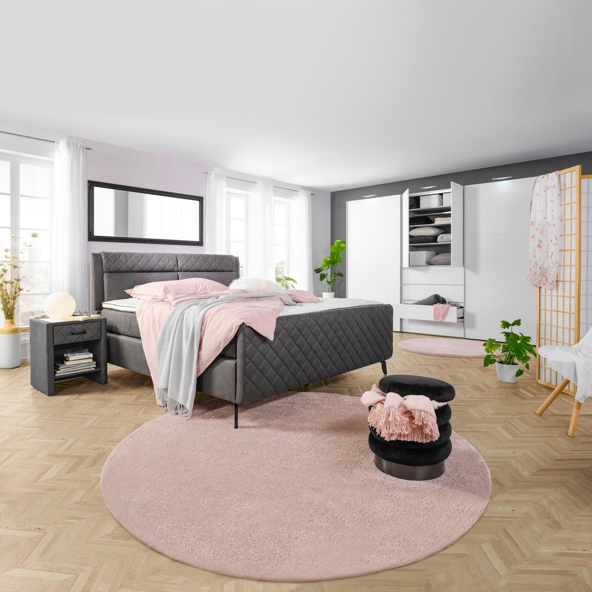 lit boxspring in Dunkelgrau ca. 160x200cm - noir/gris foncé, Konventionell, matière synthétique/textile (160/200cm) - Premium Living