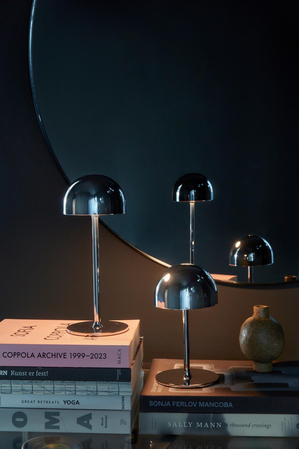 LAMPA STOŁOWA Z AKUMULATOREM 38631 TIM - kolor srebrny, Trend, metal (11,5/30cm)