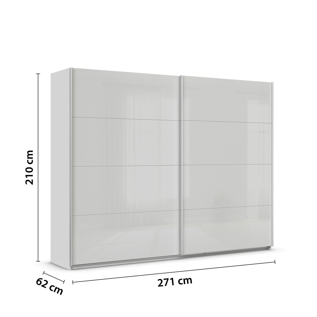 DULAP USI CULISANTE FELDKIRCH - gri deschis/gri lucios intens, Modern, sticlă/material pe bază de lemn (271/210/62cm)