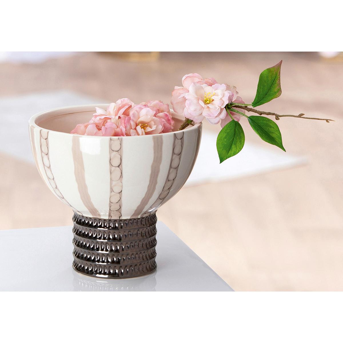 Dekoschale Braga Creme/Silberfarben - Silberfarben/Creme, Basics, Keramik (20/18cm)