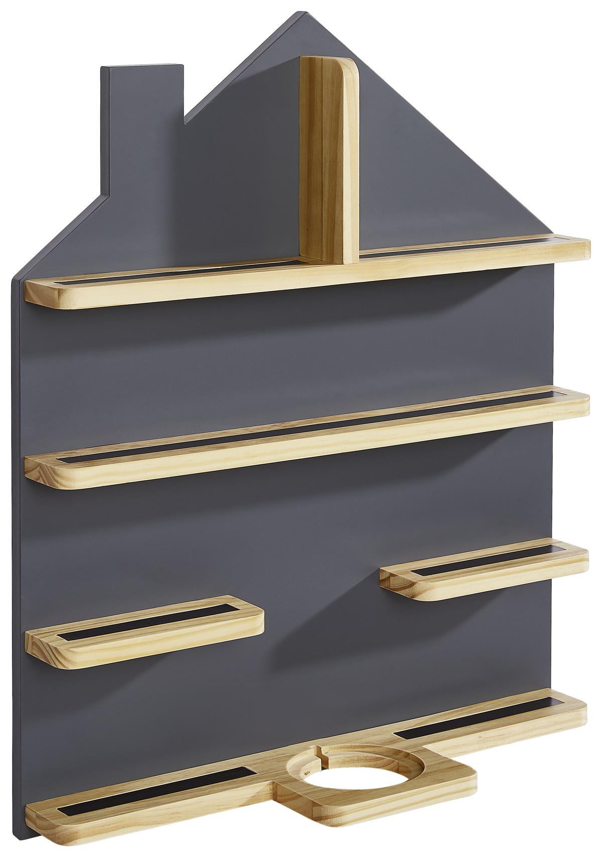 REGAŁ ŚCIENNY K012 - TREND - - kolor naturalny/szary, Trend, materiał drewnopochodny/drewno (50/60/15cm) - Ben'n'jen