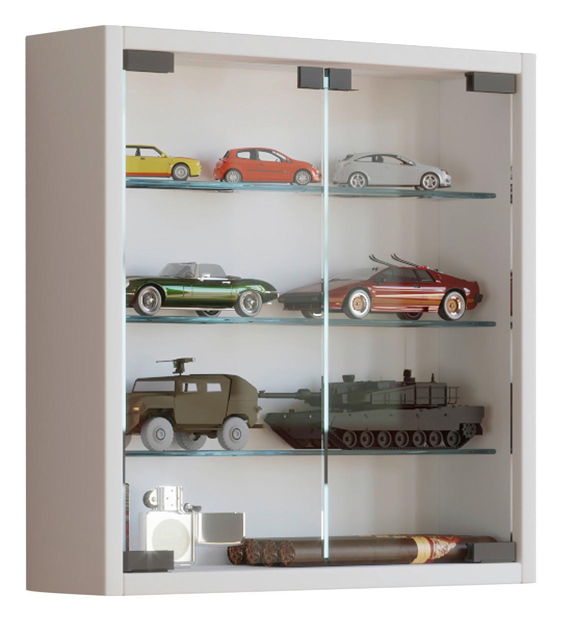 Hängevitrine Mandosa S ca. 40x40x10 cm Weiß - Klar/Schwarz, KONVENTIONELL, Glas/Holzwerkstoff (40/40/10cm) - MID.YOU