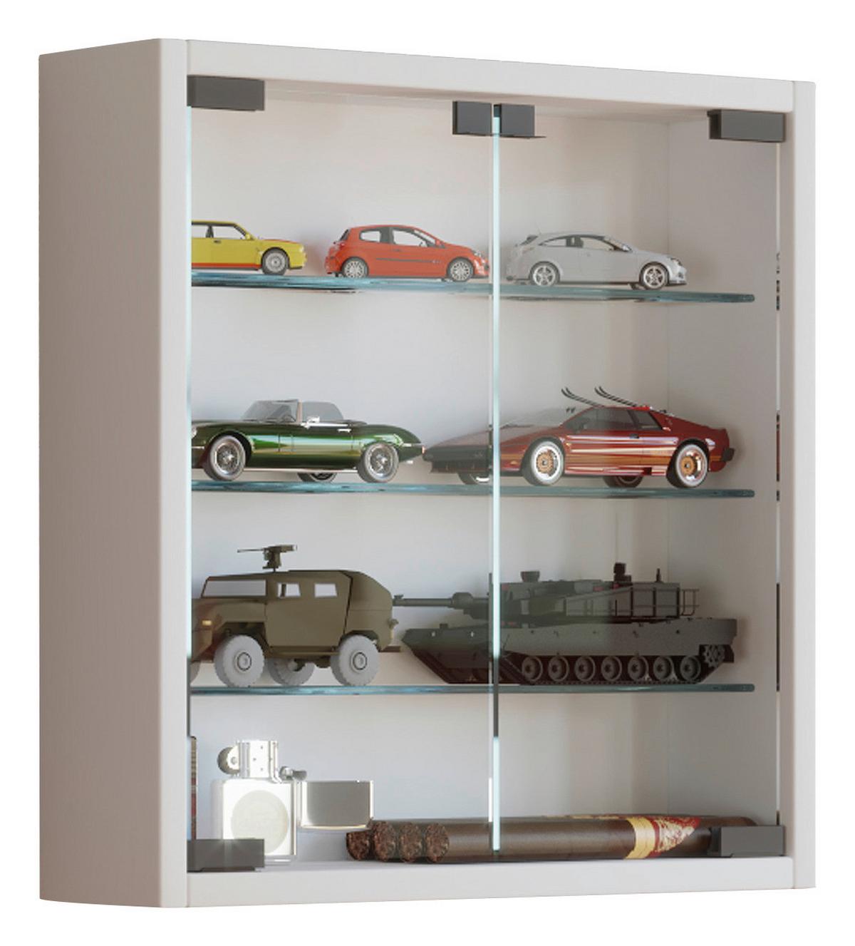 Hängevitrine Mandosa S ca. 40x40x10 cm Weiß - Klar/Schwarz, KONVENTIONELL, Glas/Holzwerkstoff (40/40/10cm) - MID.YOU