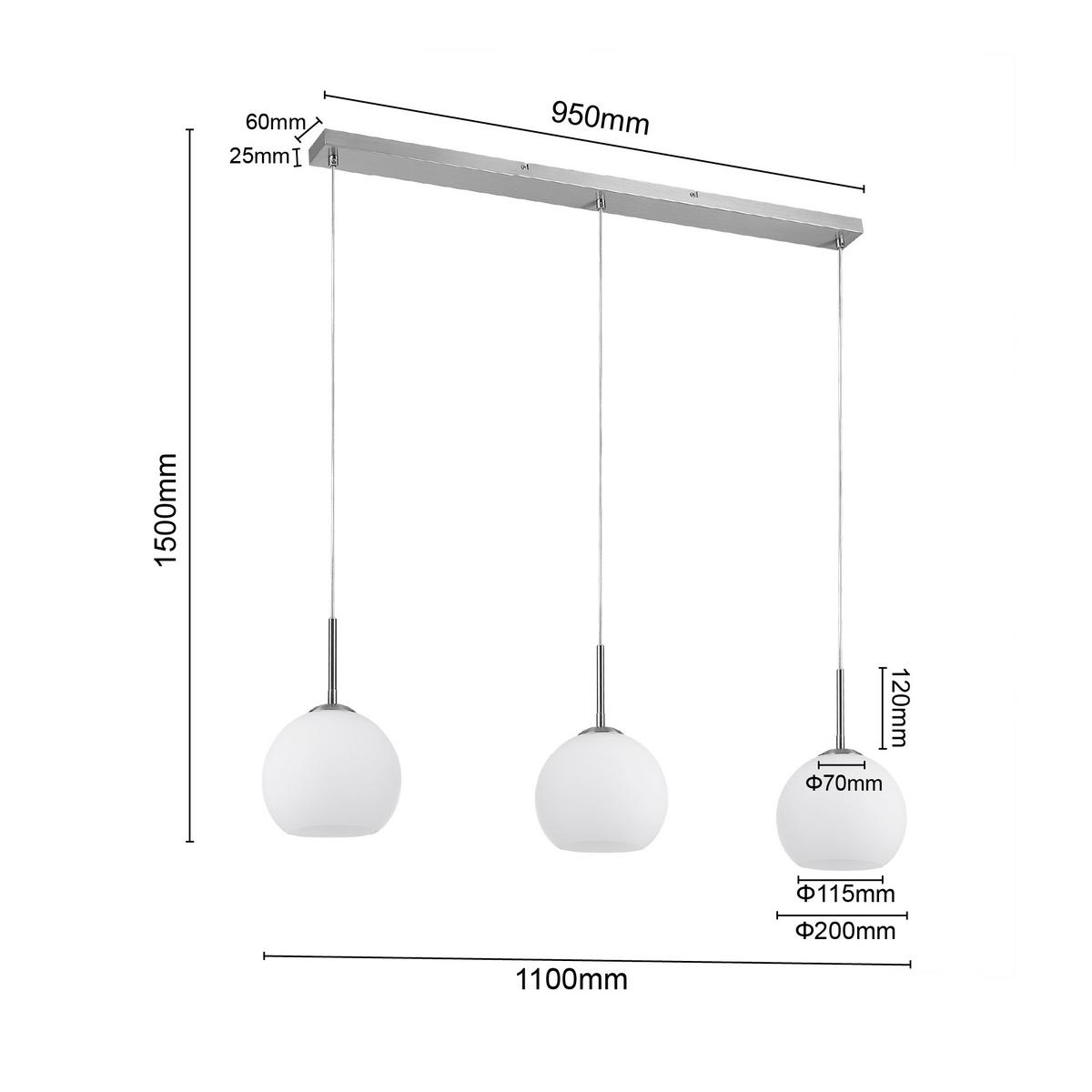 LAMPA WISZĄCA LEONIE *SBN* - opal, Basics, metal/szkło (110/20/150cm) - Novel