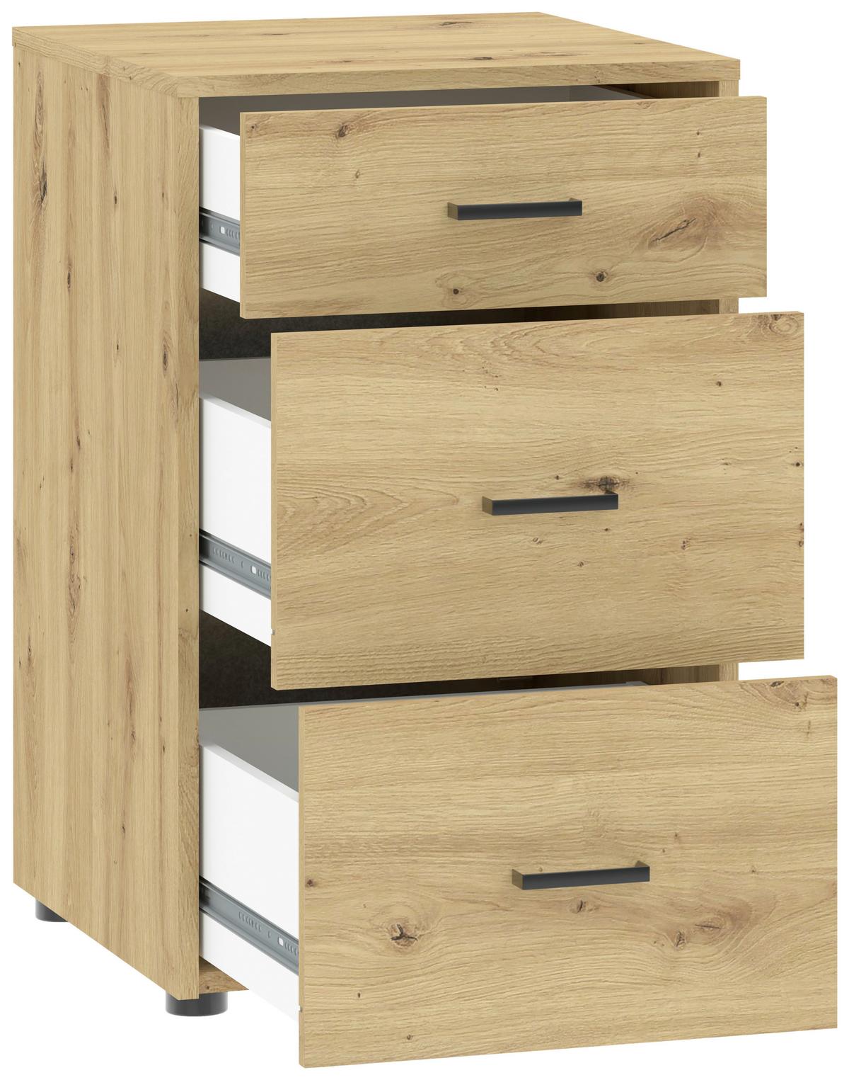 Unterbauschrank Kivo Eiche Artisan - Schwarz/Eiche Artisan, MODERN, Holzwerkstoff/Kunststoff (45/69,8/52,1cm) - Based