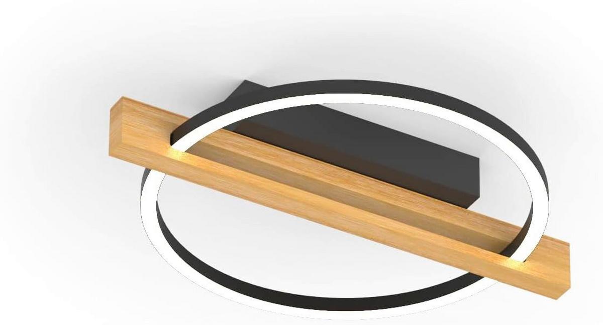 LAMPA SUFITOWA LED 9330-PL1 NERO - Natur, drewno (39/30/7.5cm)