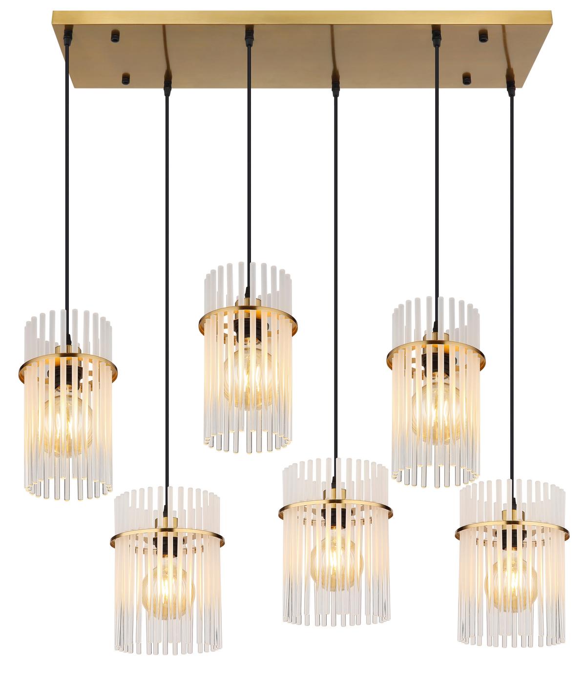 HÄNGELEUCHTE 15698-6HM GORLEY - Klar/Weiss, Trend, Glas/Kunststoff (92,5/35,5/125cm) - Globo