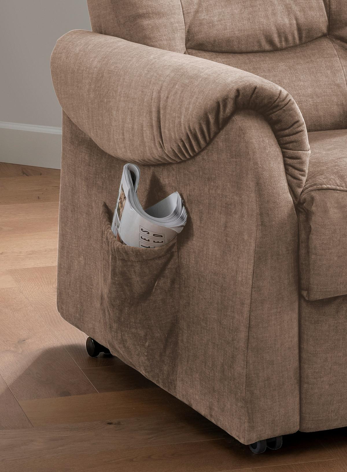 Fernsehsessel Nino Hellbraun Velours - Hellbraun/Schwarz, Design, Kunststoff/Textil (76/106/94cm) - Livetastic