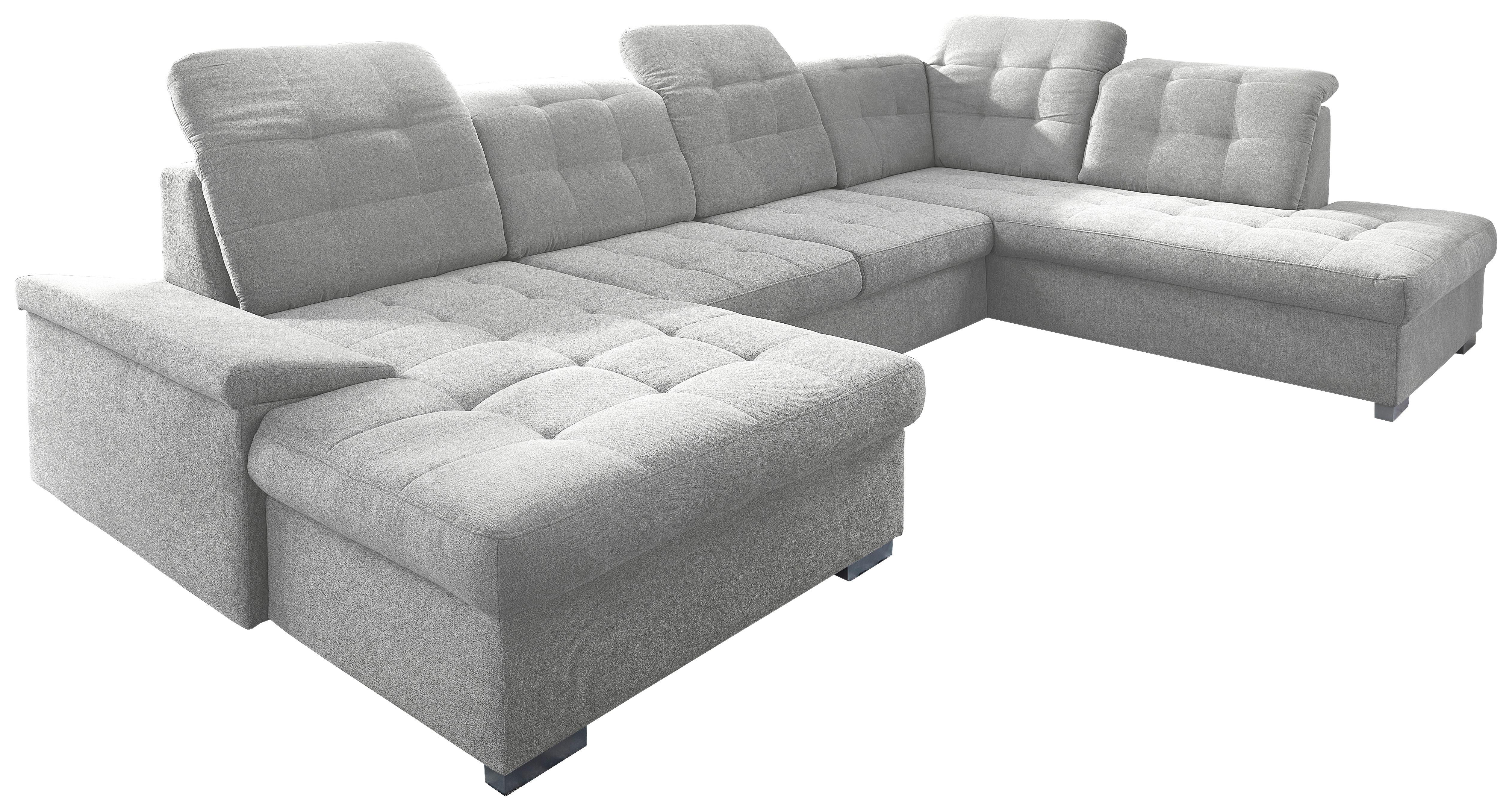 Wohnlandschaft Zira Silberfarben Nylon/Mikrofaser - Chromfarben/Silberfarben, Design, Kunststoff/Textil (169/330/212cm) - Livetastic