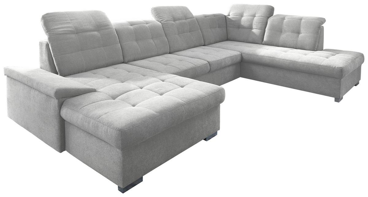 Wohnlandschaft Zira Silberfarben Nylon/Mikrofaser - Chromfarben/Silberfarben, Design, Kunststoff/Textil (169/330/212cm) - Livetastic