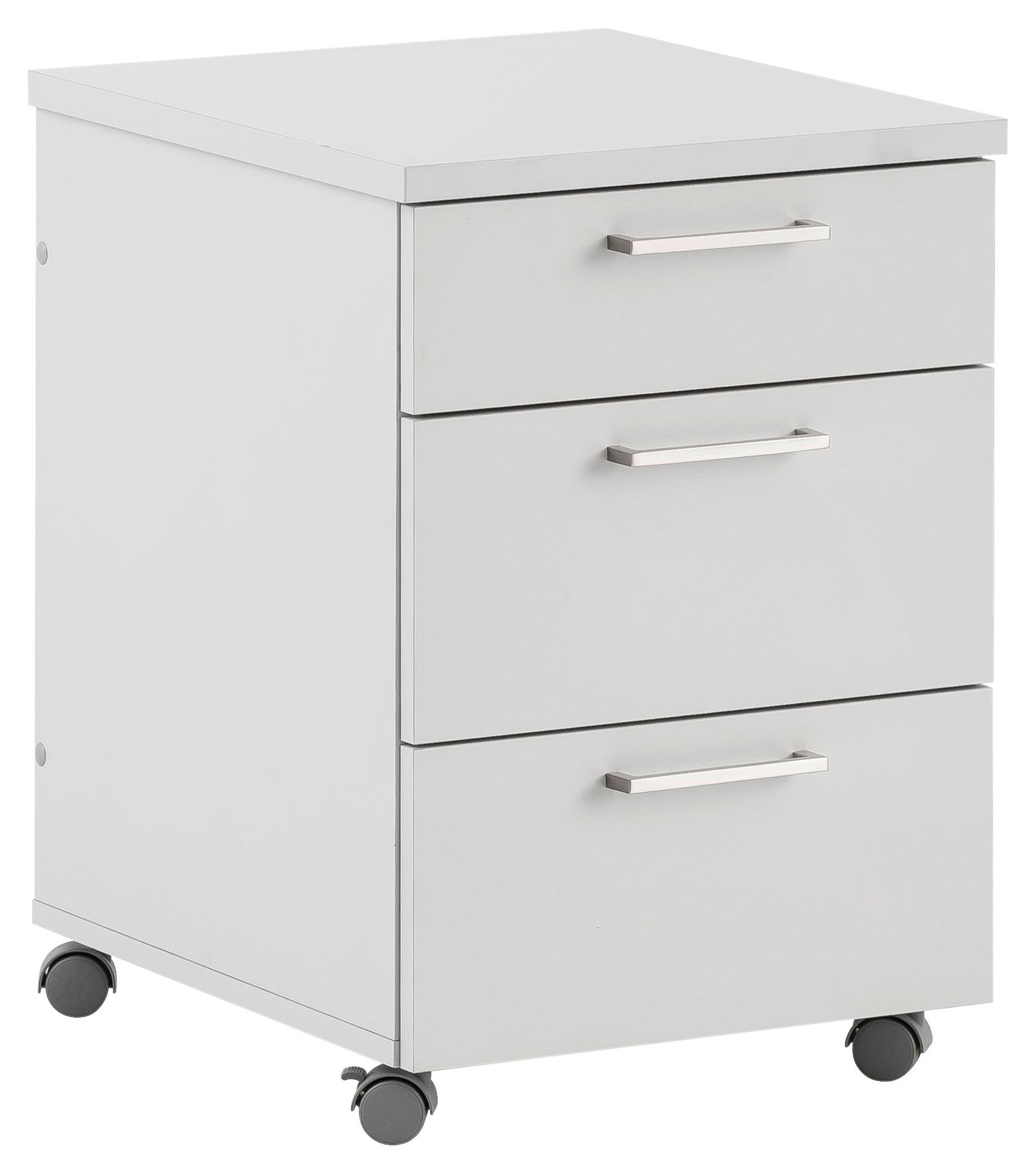 Rollcontainer "Serie 1500" , weiß - Hellgrau/Nickelfarben, KONVENTIONELL, Holzwerkstoff/Metall (41,2/60,1/49,6cm) - MID.YOU