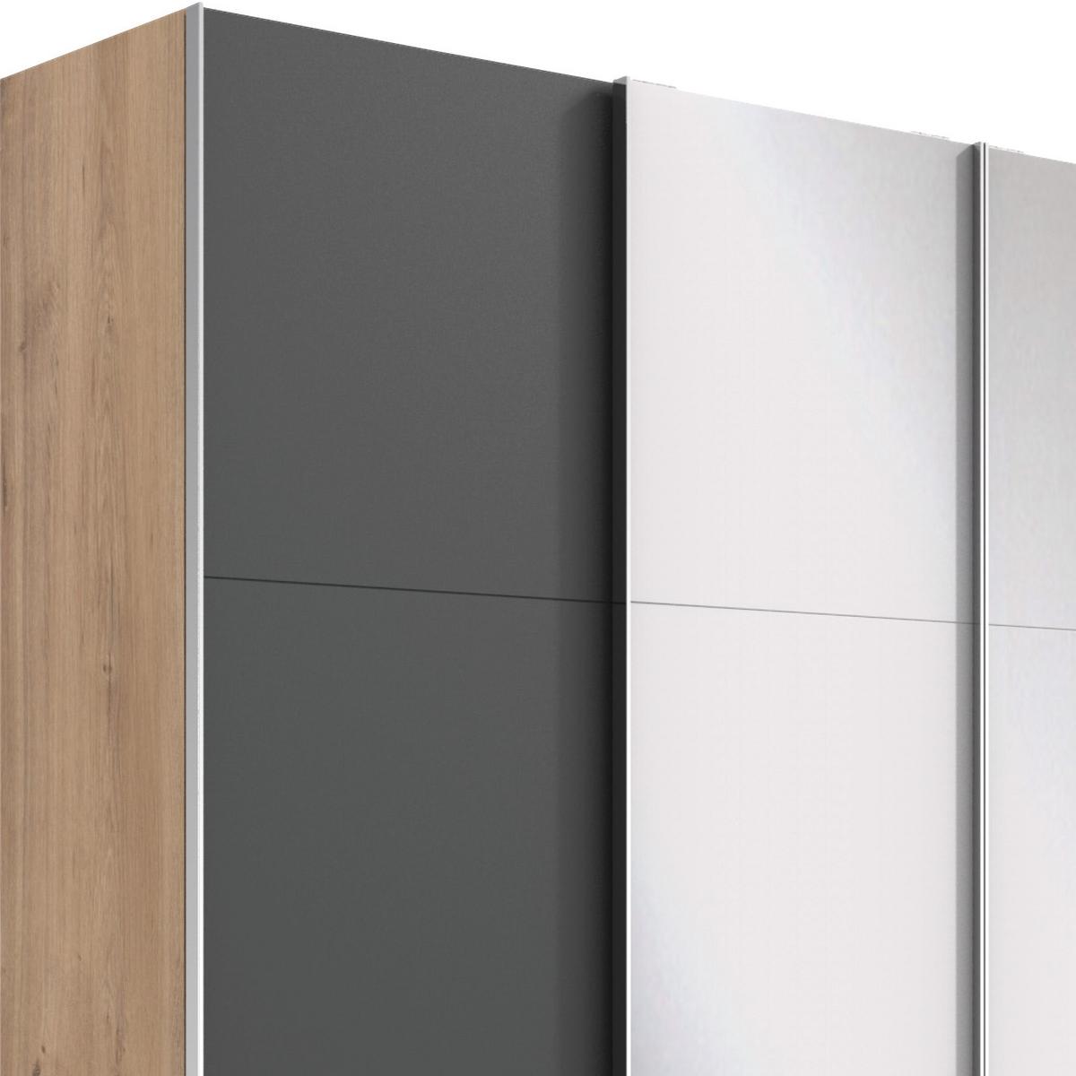 Ormar S Kliznim Vratima Level 36a - boje grafita/boje hrasta, Basics, staklo/drvni materijal (350/216/65cm) - Modern Living