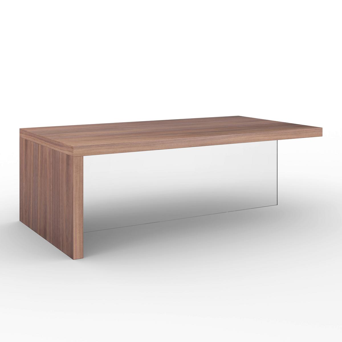 Couchtisch Nayla Walnussfarben MDF/Glas - Klar/Walnussfarben, MODERN, Glas/Holz (110/38/60cm) - Bessagi Home