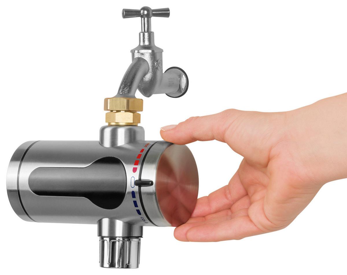 Durchlauferhitzer Maxxmee Schwarz/Edelstahlfarben - Edelstahlfarben/Schwarz, Kunststoff/Metall (14/11,5/6,5cm)