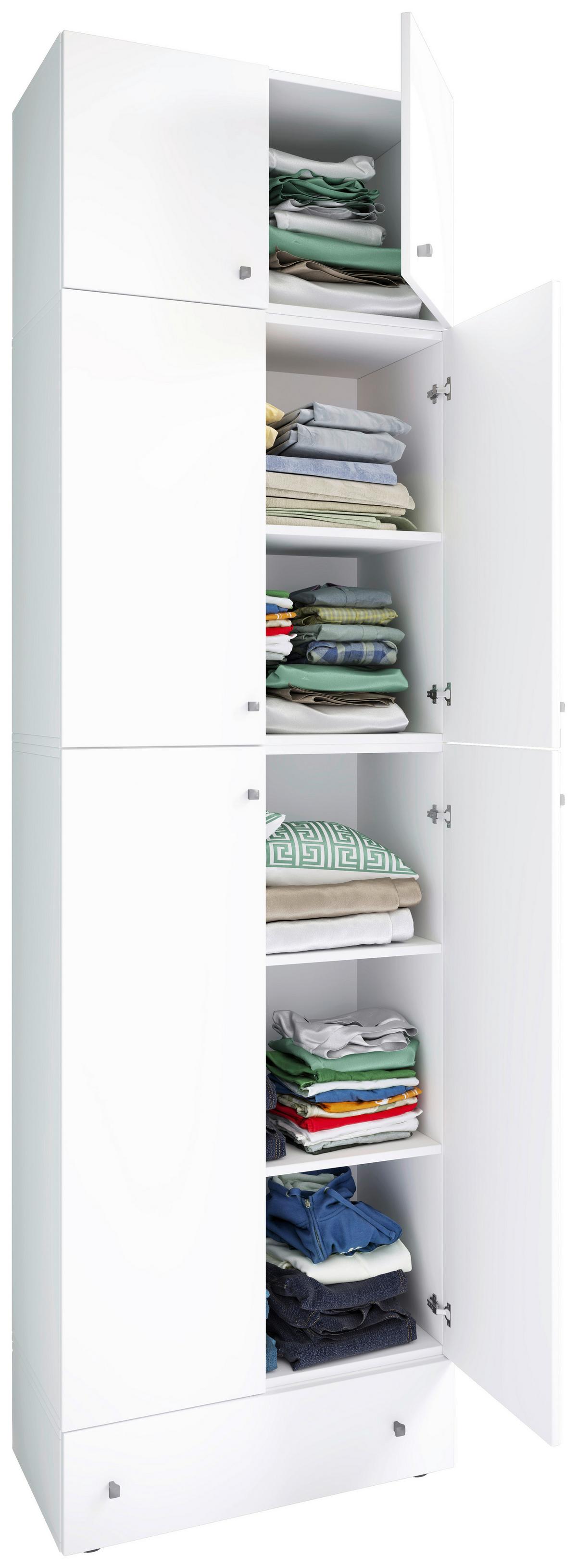 Kleiderschrank Lona XXL Weiß ca. 70x240x39 cm - Weiß/Grau, MODERN, Holzwerkstoff/Kunststoff (70/240/39cm) - MID.YOU