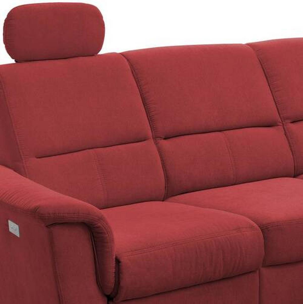 Ecksofa Parole Relaxfunktion + USB Anschluss Parole, Mikrof. - Chromfarben/Rot, MODERN, Textil/Metall (231/165cm) - Livetastic