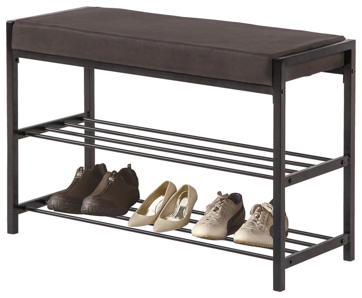 Klupa Za Predsoblje Ellie Ii - bijela/tamno siva, Moderno, metal/tekstil (80/52/30cm) - Modern Living