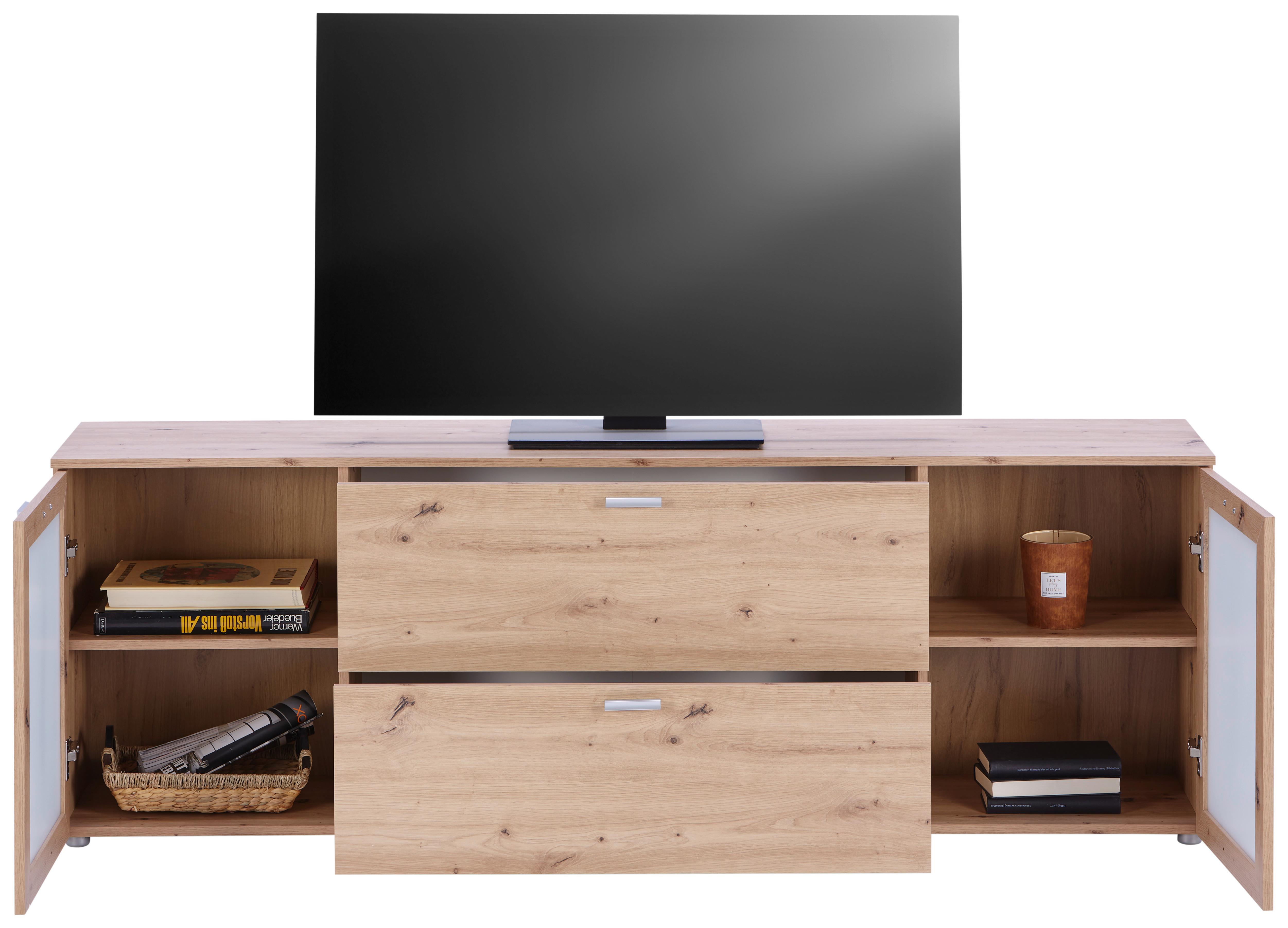 Tv Komoda Xeno - hrast Artisan, Moderno, staklo/drvni materijal (180/62/37cm) - Modern Living