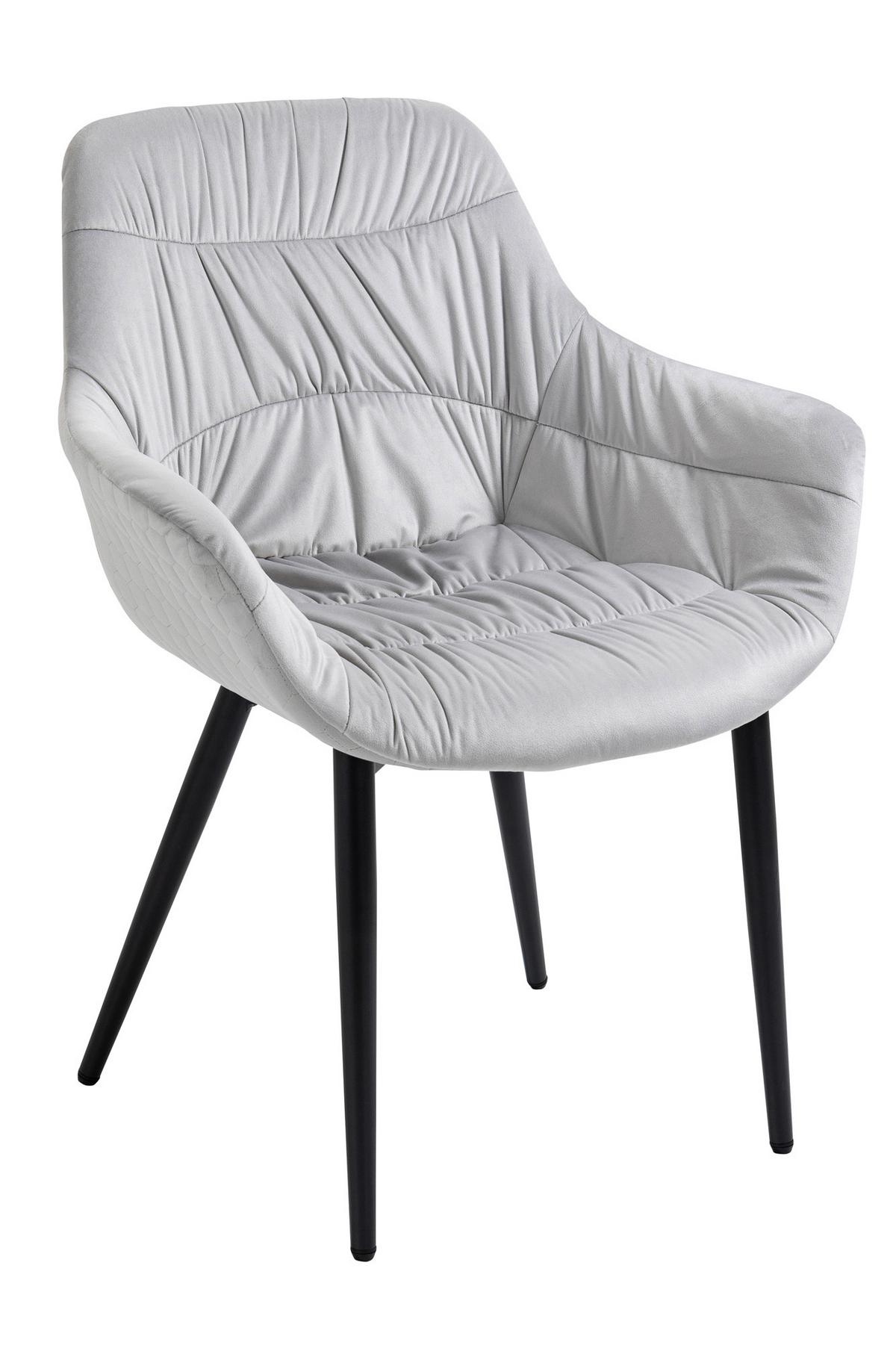 Naslanjač Samt, Svetlo Siva - črna/svetlo siva, Moderno, kovina/tekstil (63/81,5/61cm) - Livetastic