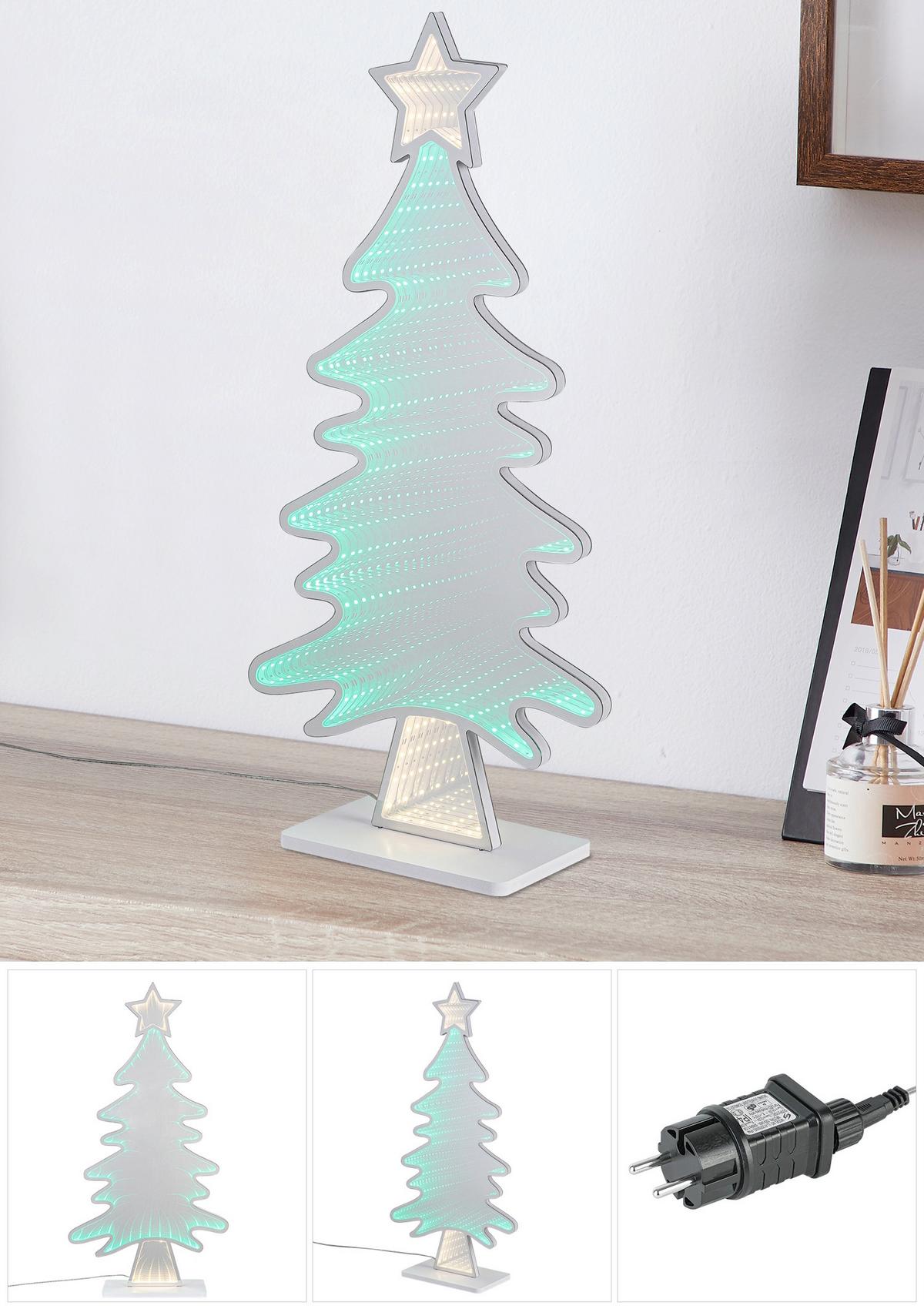 LED-Dekoleuchte Tanne Weiß max. 6 Watt - Chromfarben/Weiß, Design, Kunststoff (31,5/12/60cm) - Mömax