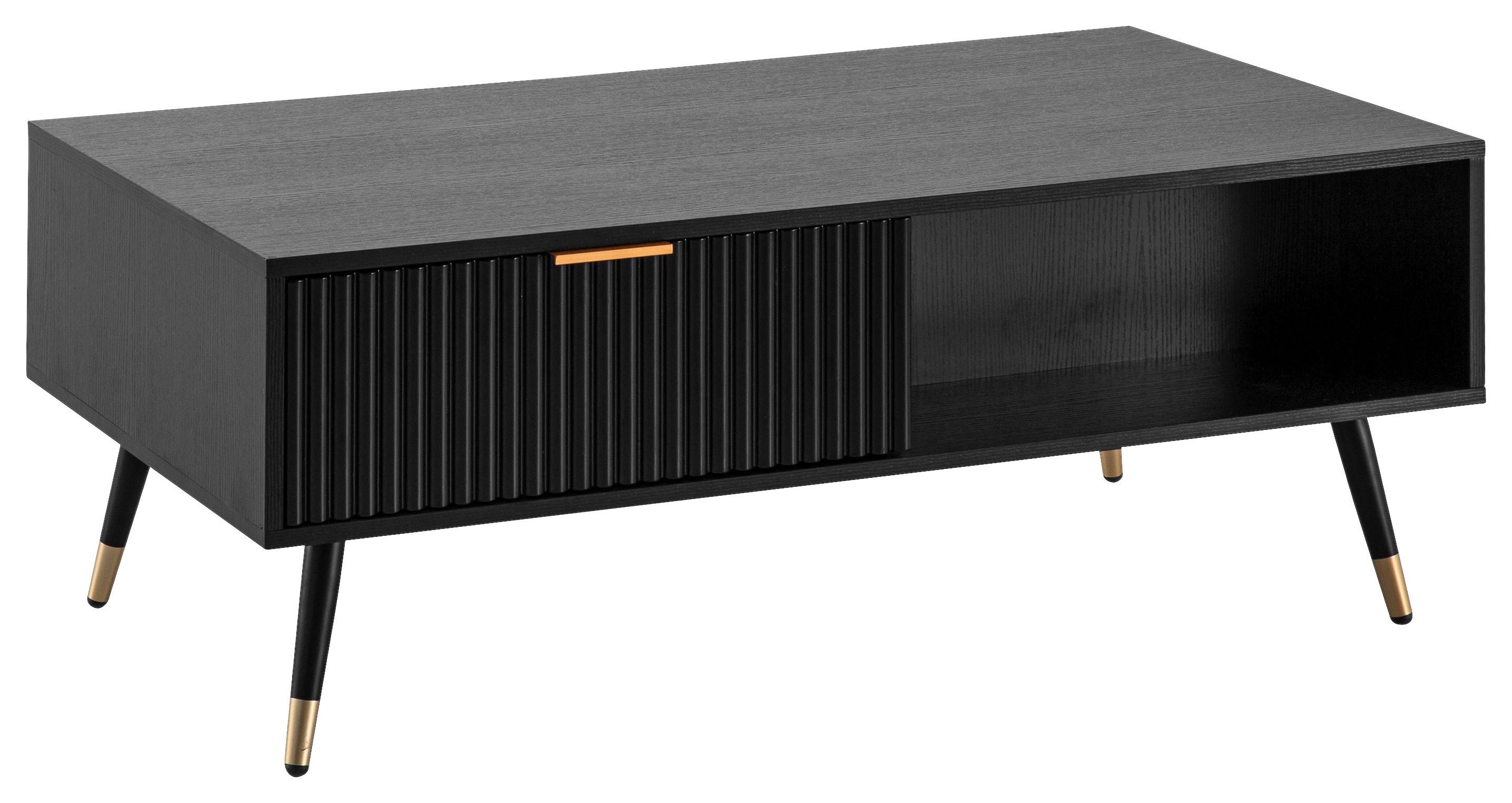 COUCHTISCH WL6.883 - Goldfarben/Schwarz, Design, Holzwerkstoff/Metall (110/60/43cm) - MID.YOU