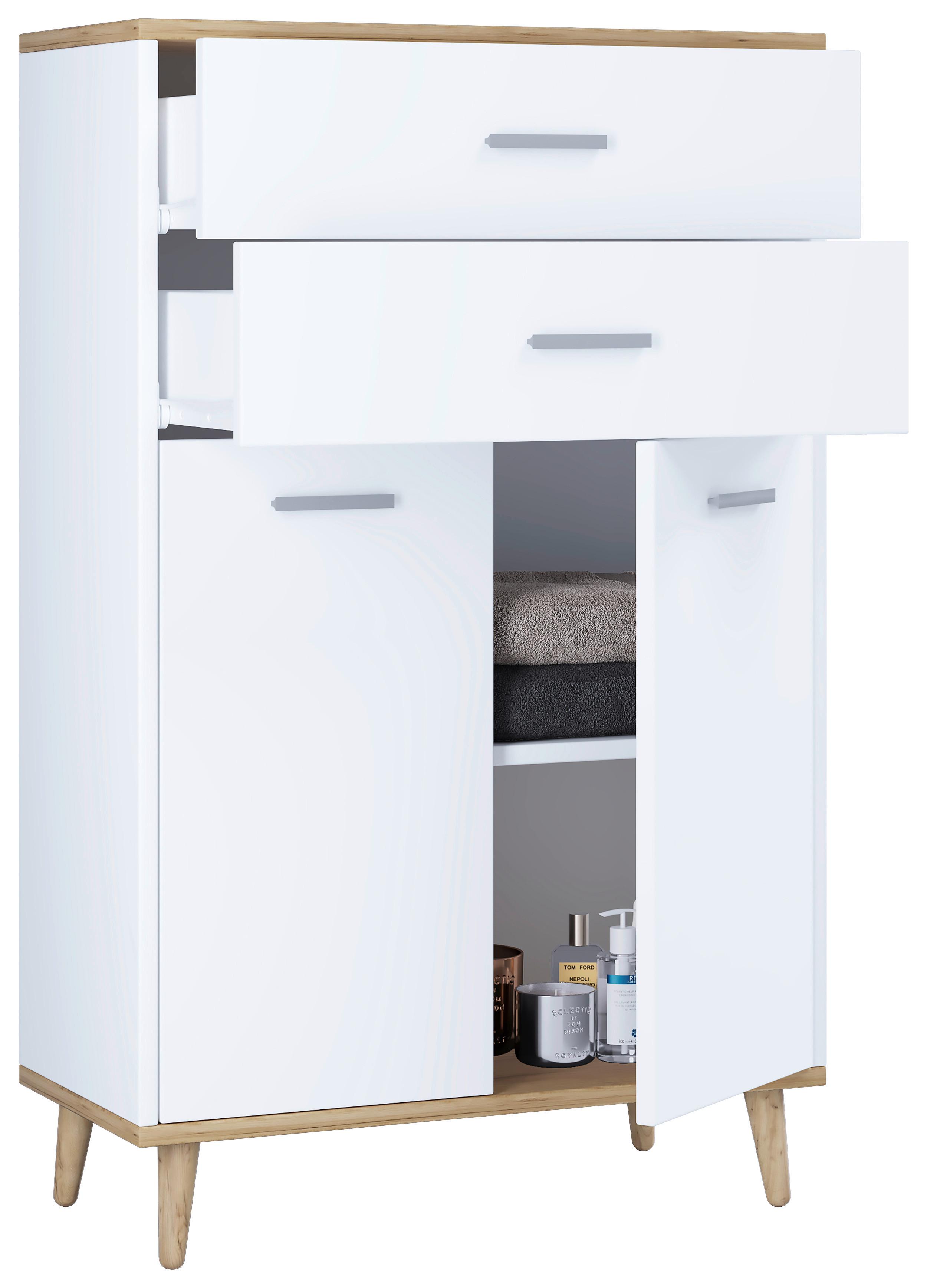 Kommode Landos ca. 60x97 cm Weiß - Honigeiche/Weiß, MODERN, Holzwerkstoff (60/97/28cm) - MID.YOU