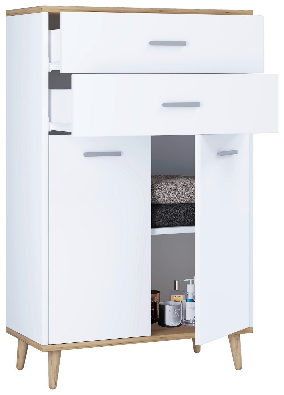 Kommode Landos ca. 60x97 cm Weiß - Honigeiche/Weiß, MODERN, Holzwerkstoff (60/97/28cm) - MID.YOU