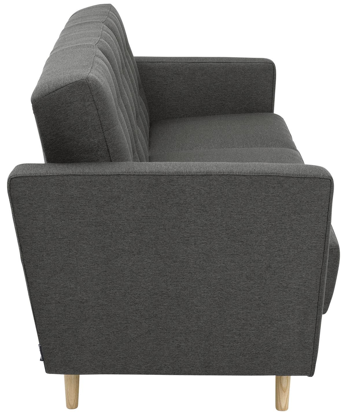 3-Sitzer-Sofa Jasmin Anthrazit Flachgewebe mit Schlaffunktion - Anthrazit/Eschefarben, MODERN, Holz/Textil (224/81/83cm) - Max Winzer