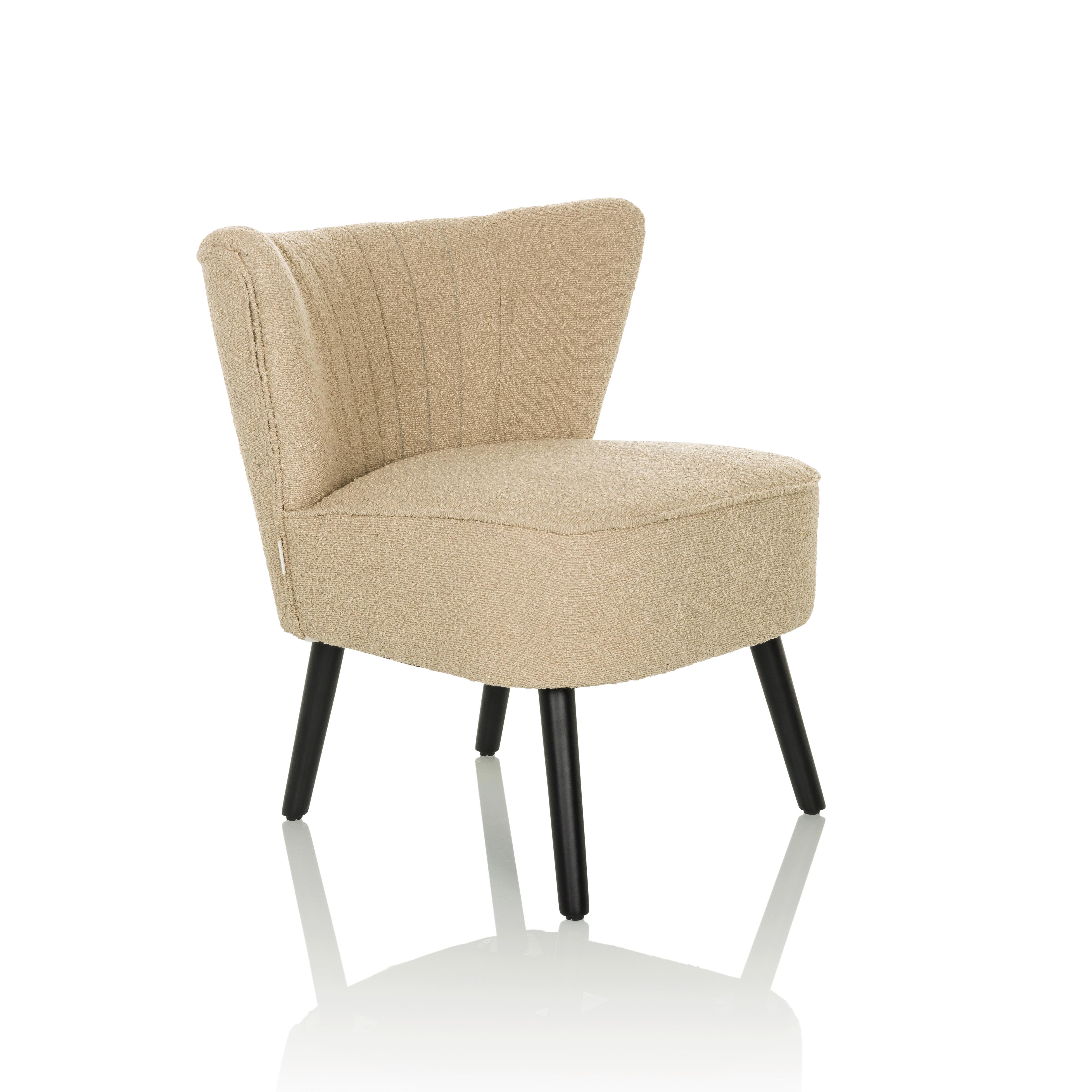 Naslanjač Maniso, Bež - črna/bež, Moderno, tekstil/les (72/77/65cm) - MID.YOU