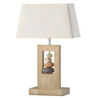 Tischleuchte Miriel Beige max. 22 Watt - Beige, Natur, Holz/Textil (30/13/46cm)