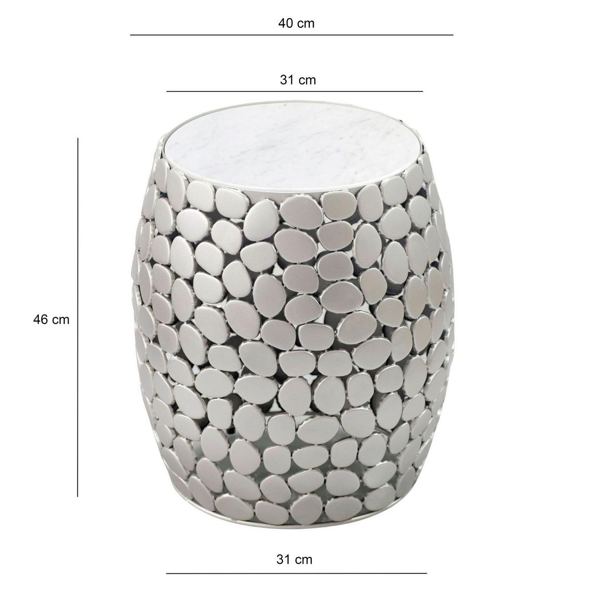 BEISTELLTISCH WL7.359 - Silberfarben, Design, Stein/Metall (40/46/40cm) - Livetastic