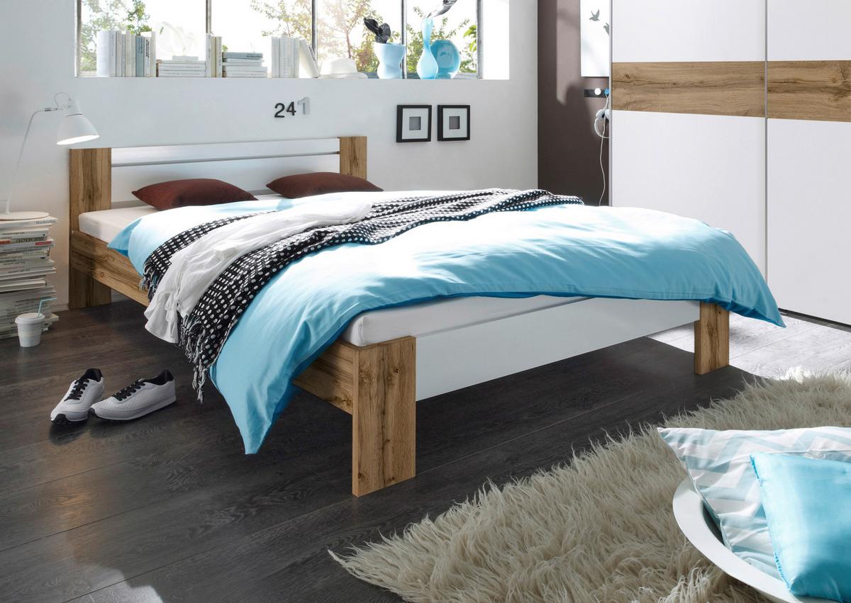 Futonska Postelja Vega -Based-, Divji Hrast, 140x200 - barve hrasta/bela, Konvencionalno, tekstil/leseni material (140/200cm) - Based