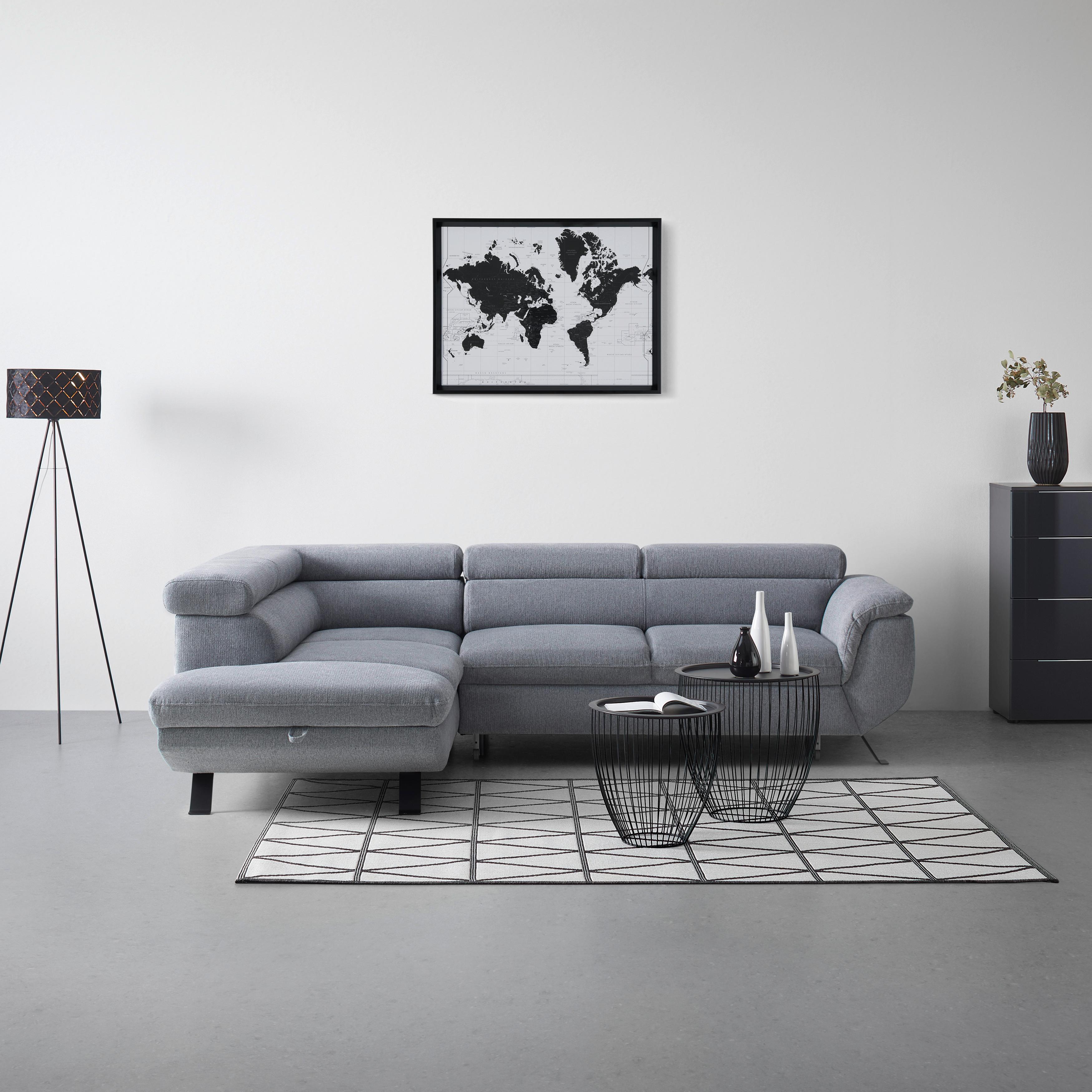 Kutna Garnitura Raven - siva/crna, Moderno, tekstil/metal (198/257cm) - Modern Living