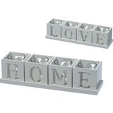 Teamécsestartó Home & Love - Fehér, Faalapú anyag/Üveg (30/7,5/7,5cm) - Modern Living