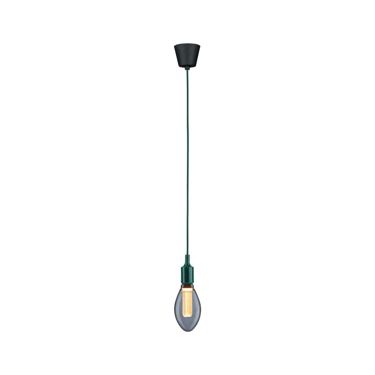 Hängeleuchte Ketil in Grün/Schwarz max. 60 Watt - Schwarz/Grün, Basics, Kunststoff/Textil (9,0/218cm) - Paulmann