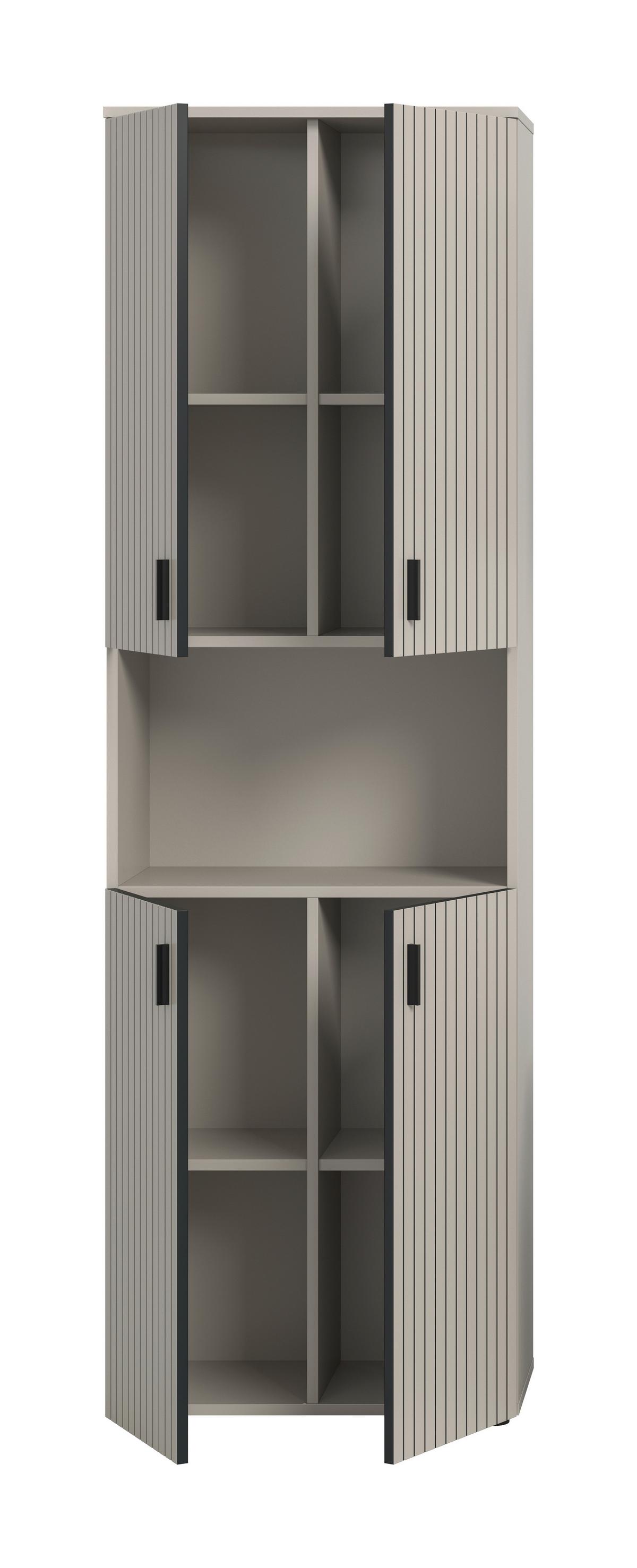 Hochschrank Mone Kaschmir - Kaschmir/Schwarz, Trend, Holzwerkstoff/Kunststoff (60/192/30cm) - MID.YOU