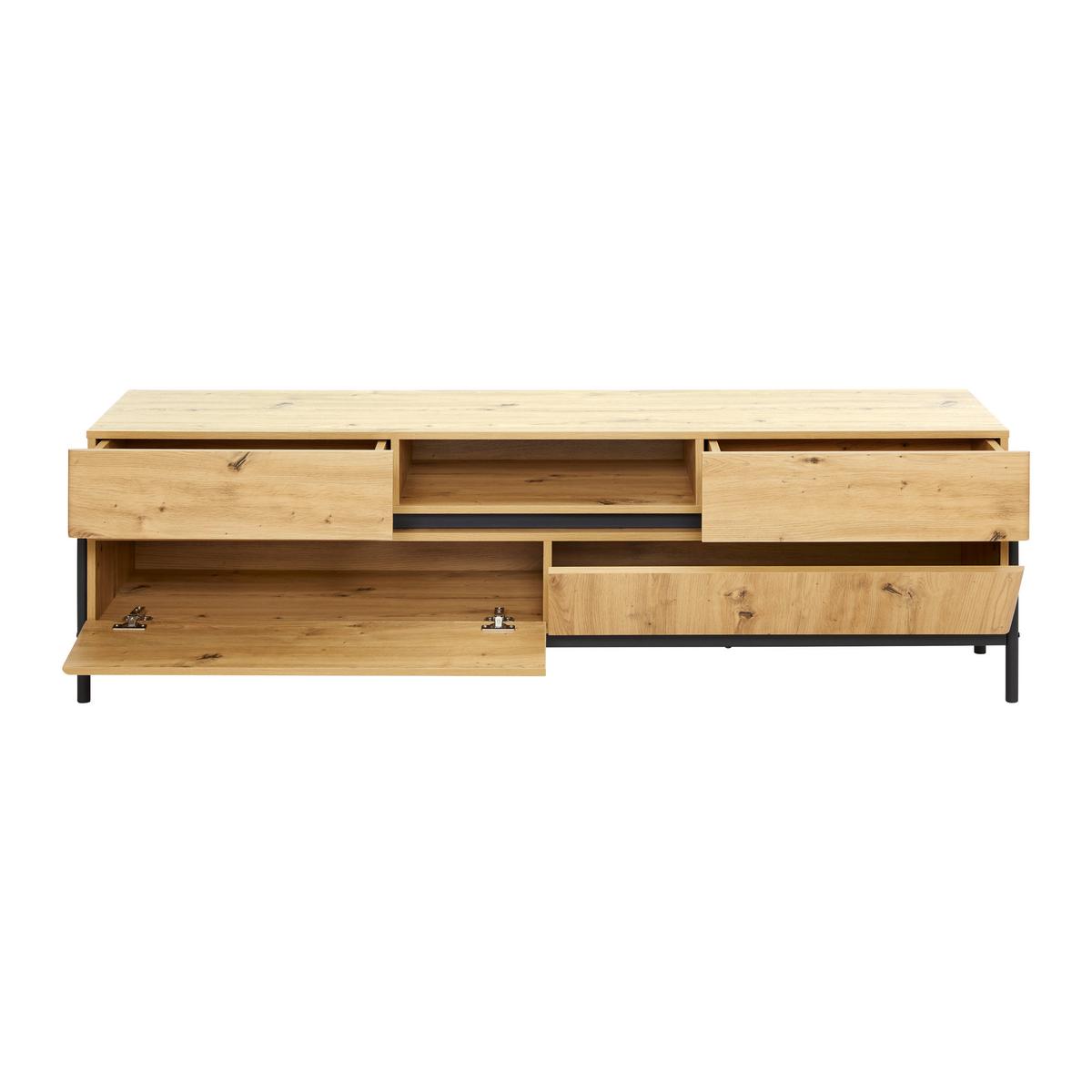 Tv Element Jasmina, Barva Hrasta - črna/barve hrasta, Moderno, kovina/les (175/54/41,5cm) - Bessagi Home